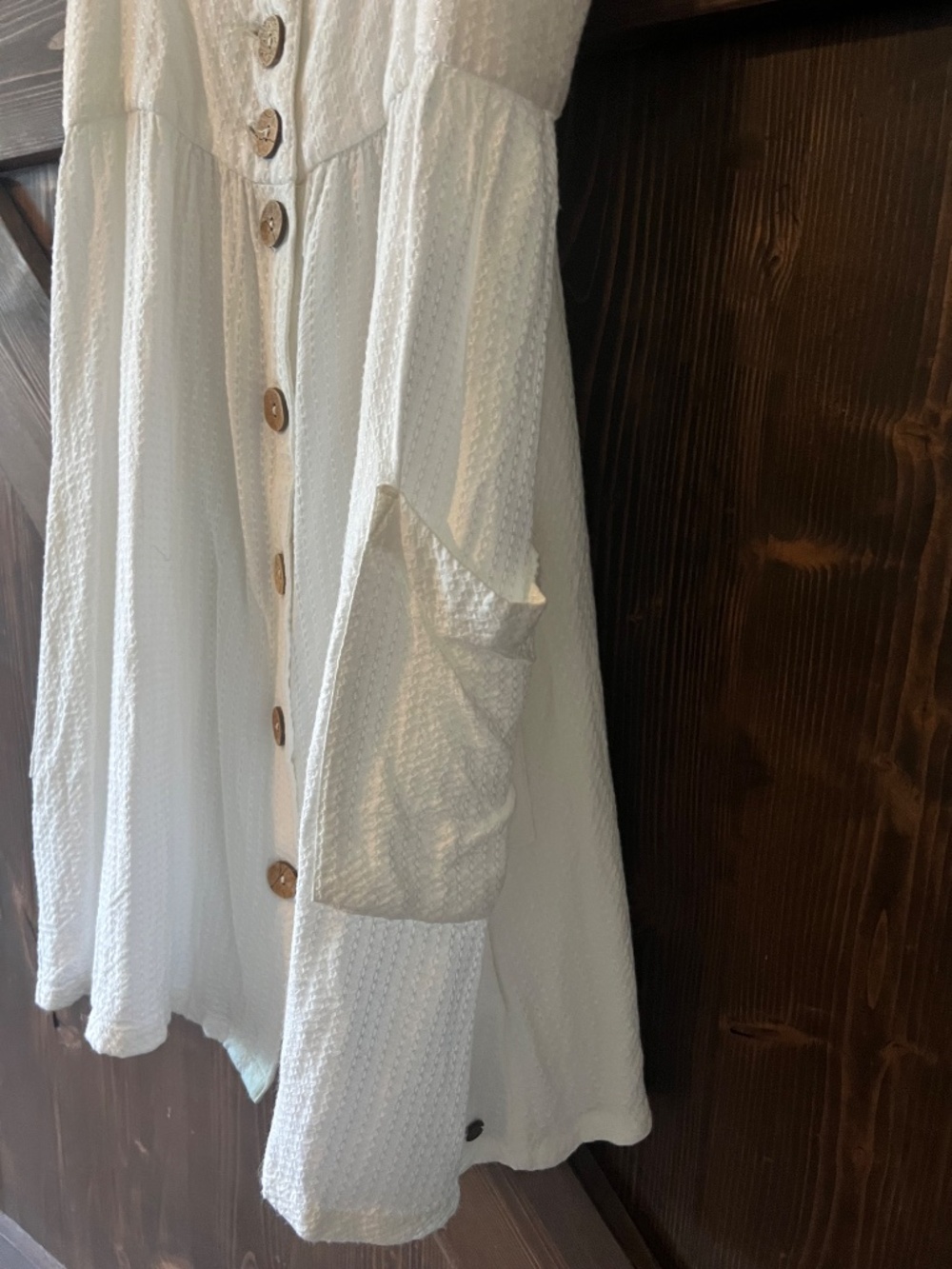 Roxy Under the Cali Sun White Textured Tie Front Mini Dress with Pockets Size L - Picture 4 of 4